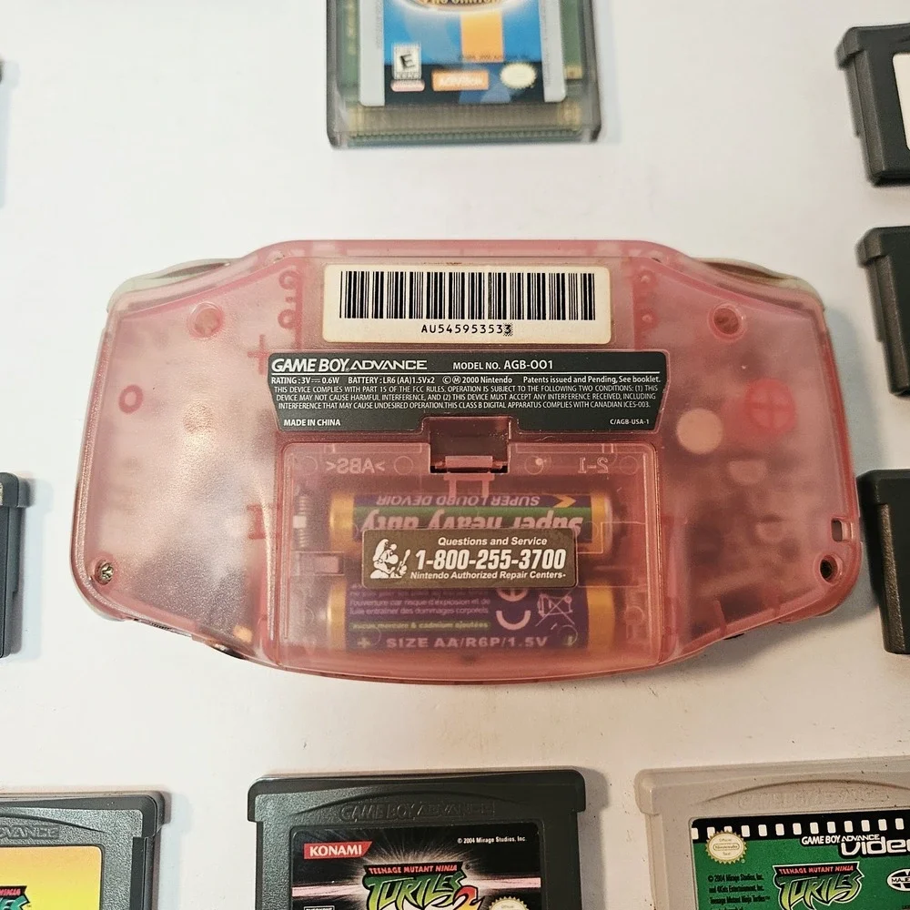 Nintendo GameBoy Advance Console Milky Pink Color AGB-001 With 24 Games Tested
